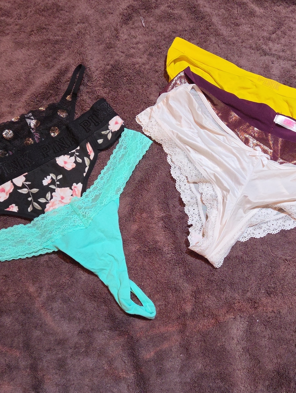 Lot Of 6 VS/PINK Sz L 3 Thongs/3 Panties